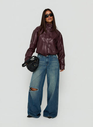 Ramos Low Rise Wide Leg Distressed Denim Jeans Dark Indigo