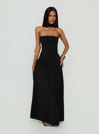Odela Strapless Drop Waist Maxi Dress Black