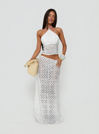 Starting Fresh Crochet Maxi Skirt White