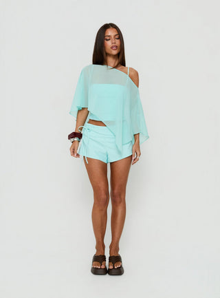 Senzo Chiffon Poncho Top Blue