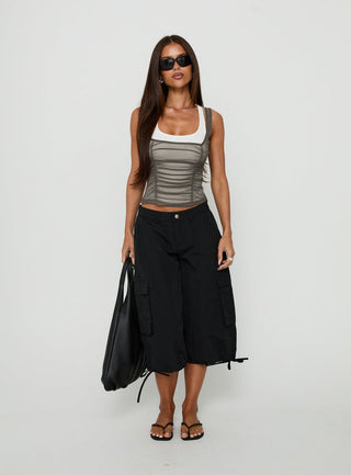 Realiti Sheer Layered Racer Top Grey / White