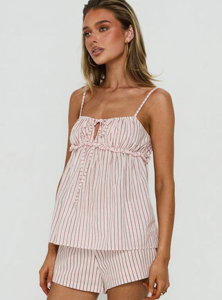 Harwin Gathered Bust Babydoll Top Pink Stripe