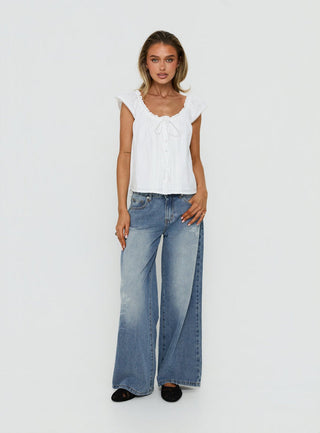 Never Over Floaty Babydoll Top White