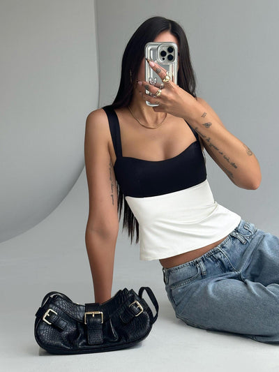 Chantell Top Black  Cream
