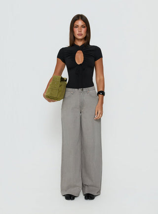 Maeci Ruched Tie Detail Bodysuit Black