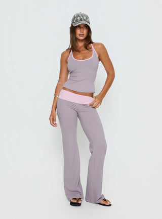 Kobee Jersey Halter Top Slate  Dusty Pink