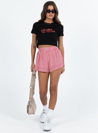 Beach House Shorts Red  White Gingham