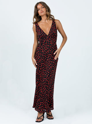 Nellie Maxi Dress BlackRed Floral