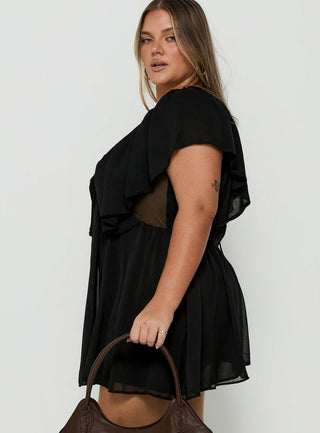Sun Spirit Plunge Flowy Playsuit Black Curve