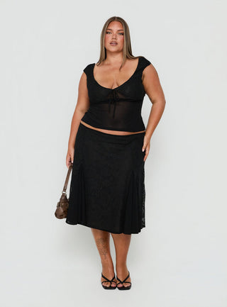 Quani Lace Midi Skirt Black Curve