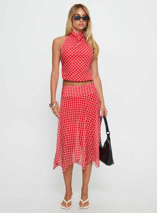 Scenic Route High Neck Top Red Check