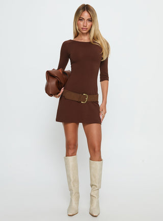 Silver Lake 34 Sleeve Mini Dress Chocolate