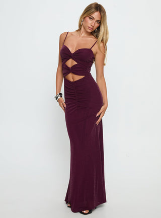 Amilya Cut Out Maxi Dress Plum