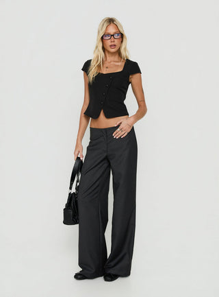 Agazia No Waist Low Rise Straight Pants Grey