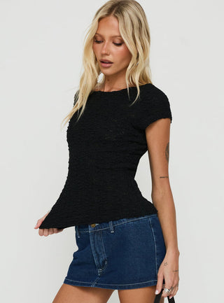 Rowann Textured Top Black