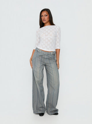 Seraphim Textured 3/4 Sleeve Top White
