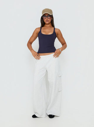 Kasper Cinched Longline Tank Top Navy