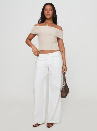Murmur Off Shoulder Top Beige