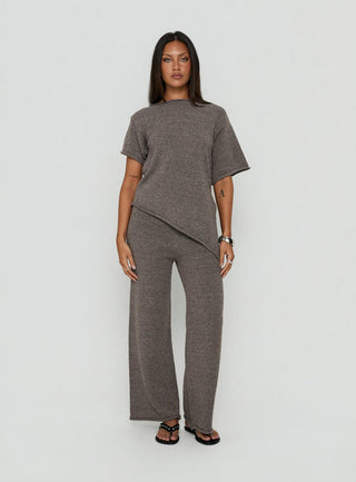 Calisse Knit Wide Leg Pants Mocha