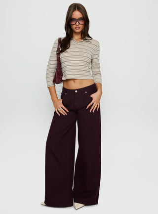 Jaeda Collared 34 Sleeve Top Stripe