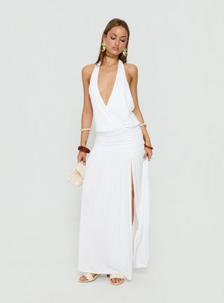 Casanova Halter Wrap Maxi Dress White