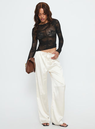 Mellissa Long Sleeve Sheer Textured Top Black
