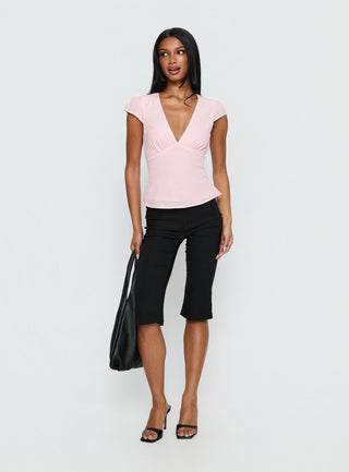 Dalanna Cap Sleeve Top Pink  Lemon Polka