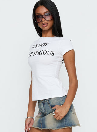 Its Not That Serious Graphic Baby Tee White  Black
