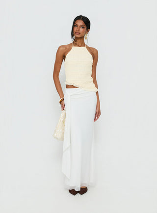 Caviar Tie Maxi Skirt White