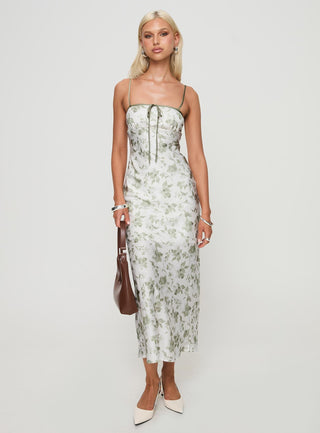 Vasiliki Maxi Dress White  Green Floral