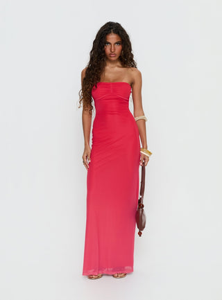 Jesemma Strapless Maxi Dress Hot Pink