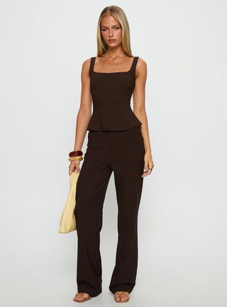 Kinsie Tailored Top Brown