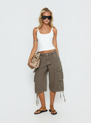 Hudsen Longline Cargo Shorts Khaki Tall