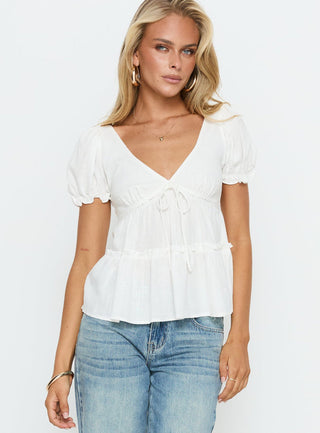 Kimberleigh Floaty Babydoll Top White