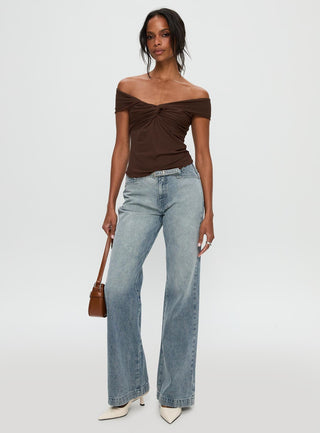 Suspiria Twist Off Shoulder Top Chocolate