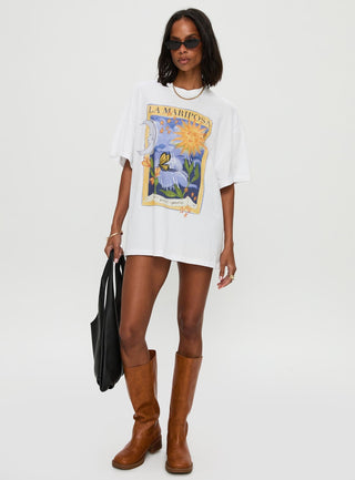 Tarot Card Oversized Graphic Top White  Multi