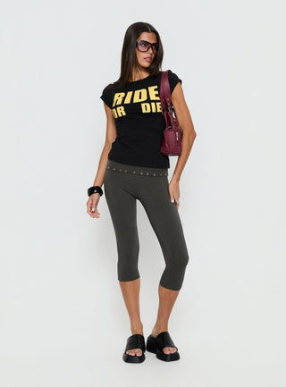 Ride Or Die Graphic Top Black  Yellow