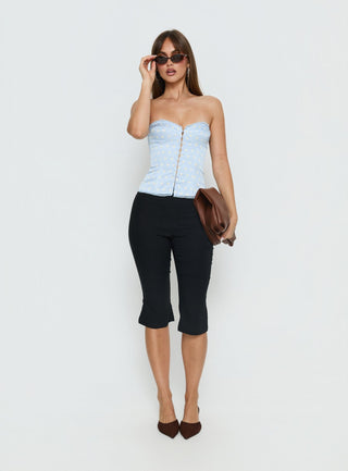 Jazzy Strapless Corset Top Blue  Lemon Polka
