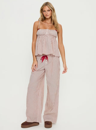 Chill Club Sleep Relaxed Pants Red  White Stripe