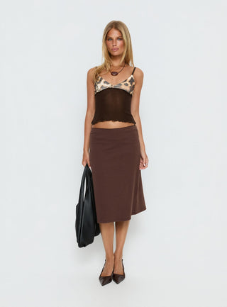 Willet Contrast Bust Cami Top Chocolate  Leopard