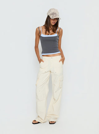 Maeka Layered Jersey Tank Top Grey  Blue