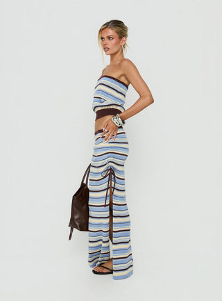 Osamie Knit Drawstring Maxi Skirt Multi Stripe