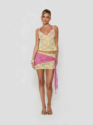 Calya Layered Top Lime / Pink