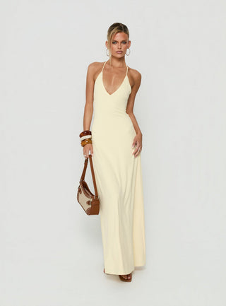 Palmas Halter Maxi Dress Butter Yellow