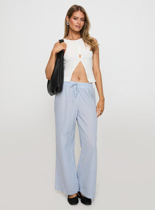 Holiday Tie Front Pant Blue White Stripe