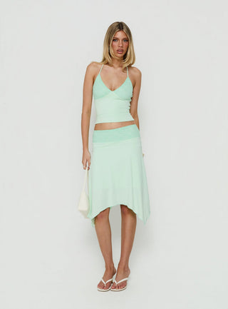 Natabelle Lace Detail Halter Top Mint