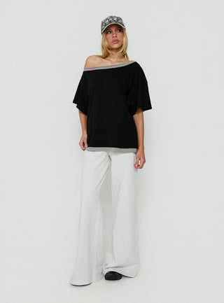 Celeia Layered Off Shoulder Tee Black / Grey