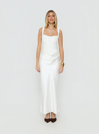 Ryana Corset Drape Maxi Dress White
