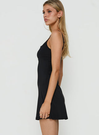 Spring To Summer Lace Trim Mini Dress Black