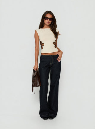 Currents Cut Out Detail Top Cream